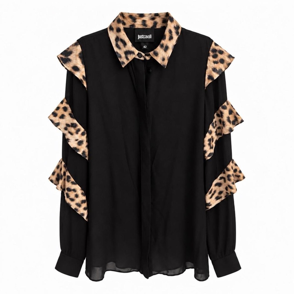 Cavalli Vintage Leopard Silk Blouse
